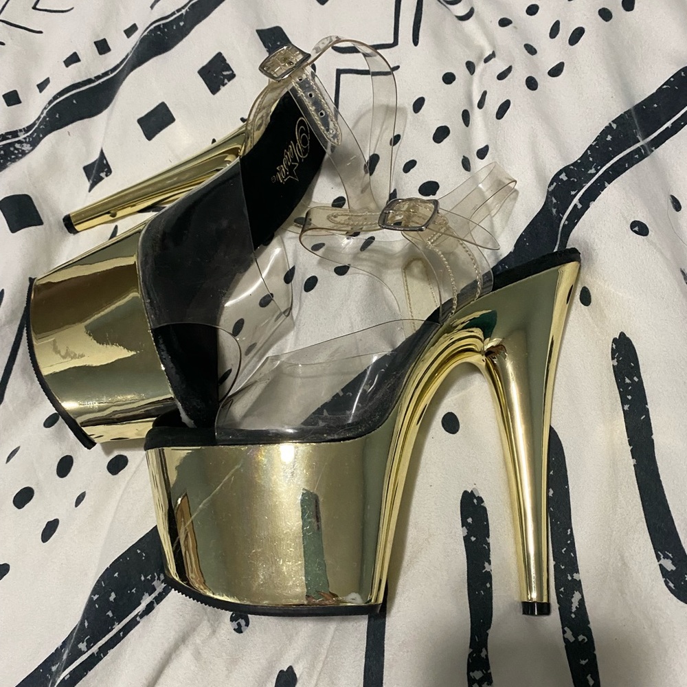 Size 8 golden pleaser sandals
